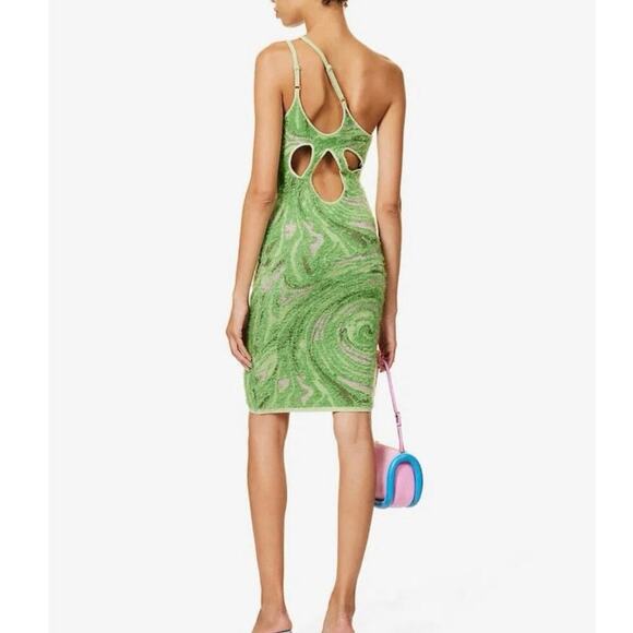 House Of Sunny Hot Springs Hockey Mini Knitted Dress in Grass Green Size 6 - Picture 1 of 14